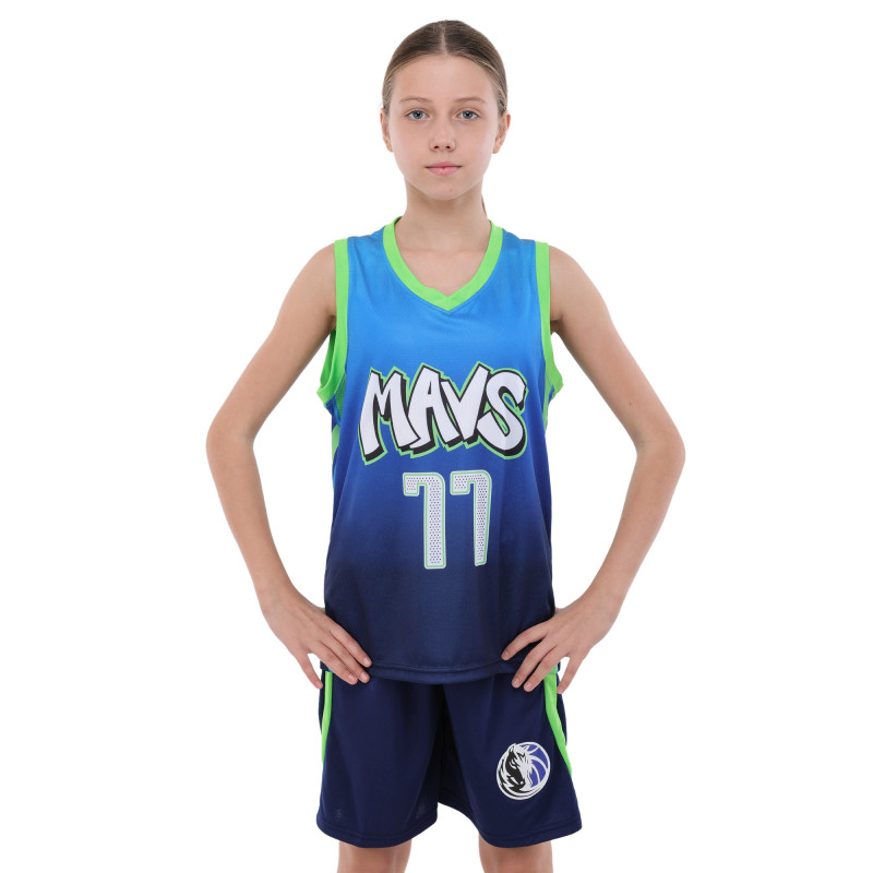 Форма баскетбольна дитяча NBA клуб Mavs 77 BA-9826 S-2XL синій-жовтий