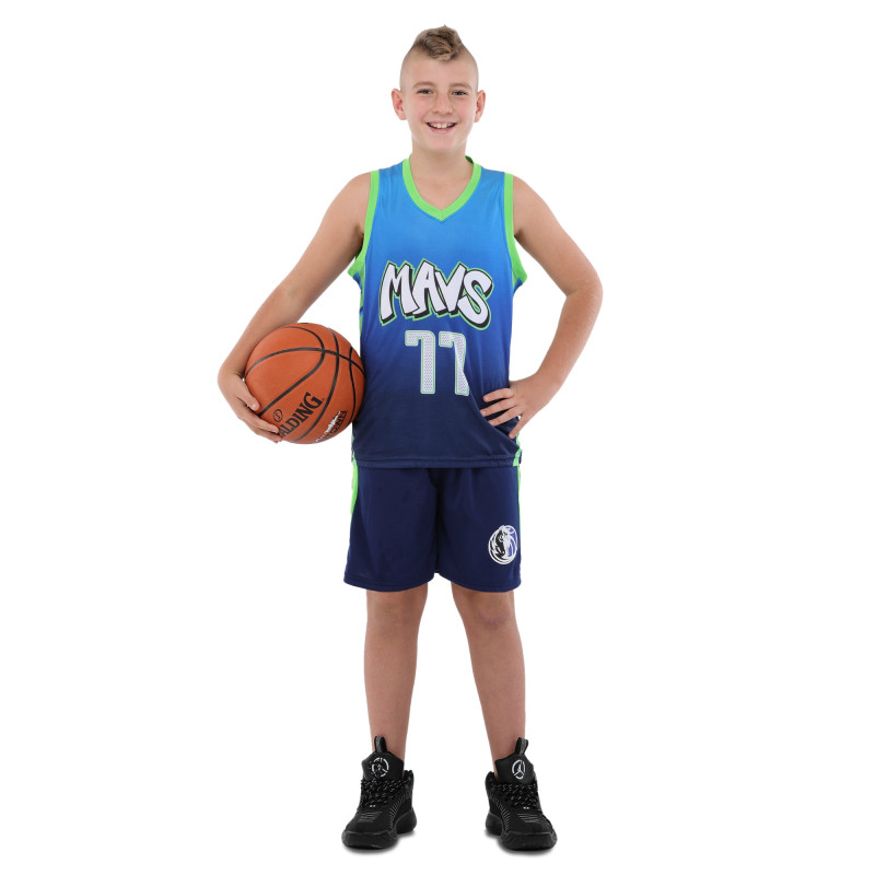 Форма баскетбольна дитяча NBA клуб Mavs 77 BA-9826 S-2XL синій-жовтий