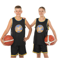 Форма баскетбольна дитяча NBA клуб Golden state warriors 30 BA-9963 S-2XL чорний-жовтий