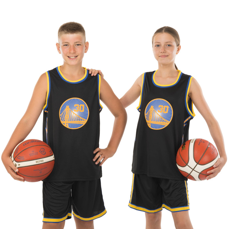 Форма баскетбольна дитяча NBA клуб Golden state warriors 30 BA-9963 S-2XL чорний-жовтий