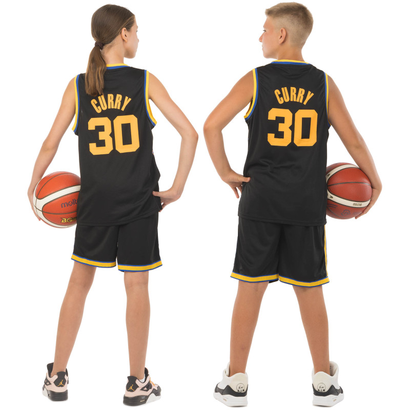 Форма баскетбольна дитяча NBA клуб Golden state warriors 30 BA-9963 S-2XL чорний-жовтий