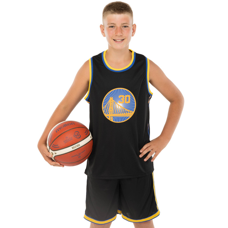Форма баскетбольна дитяча NBA клуб Golden state warriors 30 BA-9963 S-2XL чорний-жовтий