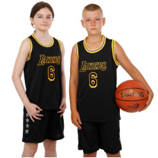 Форма баскетбольна дитяча NBA клуб Los Angeles Lakers 6 BA-9967 S-2XL чорний-жовтий