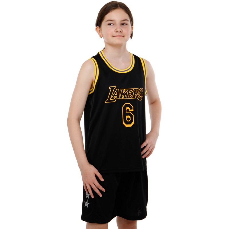 Форма баскетбольна дитяча NBA клуб Los Angeles Lakers 6 BA-9967 S-2XL чорний-жовтий