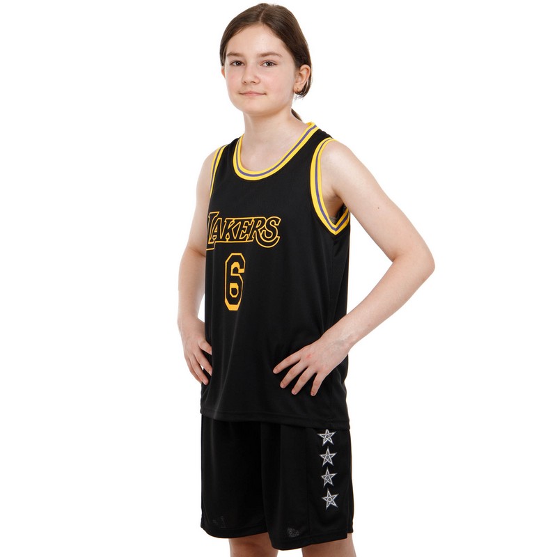 Форма баскетбольна дитяча NBA клуб Los Angeles Lakers 6 BA-9967 S-2XL чорний-жовтий