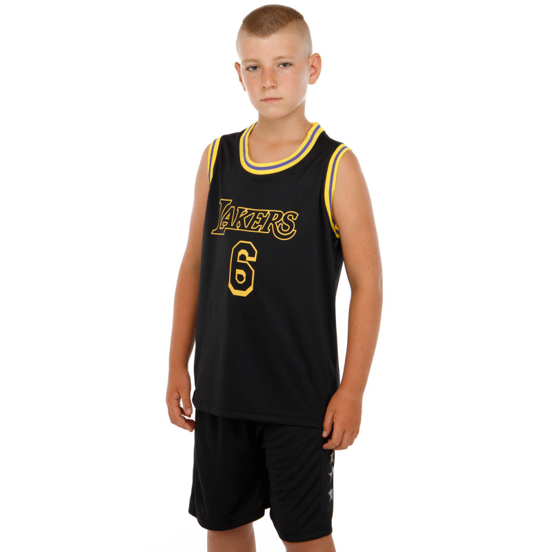 Форма баскетбольна дитяча NBA клуб Los Angeles Lakers 6 BA-9967 S-2XL чорний-жовтий