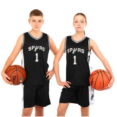 Форма баскетбольна дитяча NBA клуб Spurs 1 BA-9972 S-2XL чорний-білий