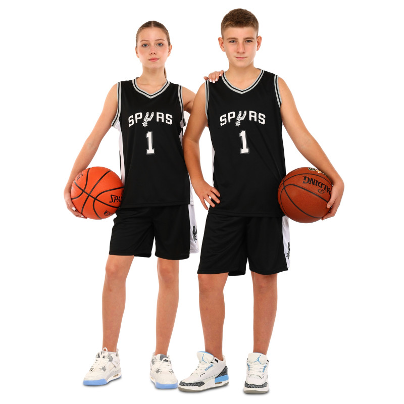 Форма баскетбольна дитяча NBA клуб Spurs 1 BA-9972 S-2XL чорний-білий