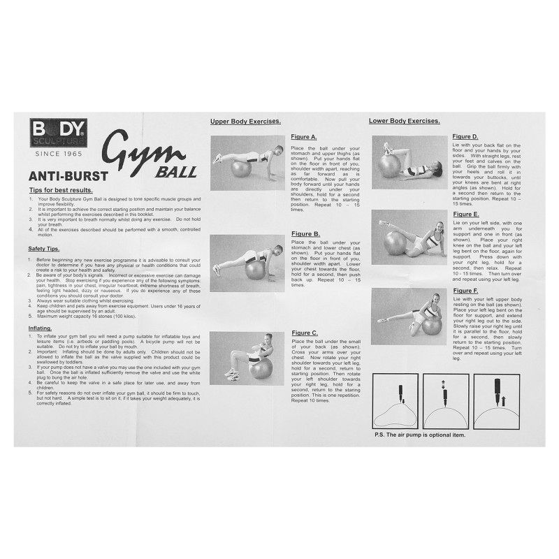 Фітбол м'яч для фітнесу глянцевий BODY SCULPTURE BJBB-001TBL-26N ø65см синій