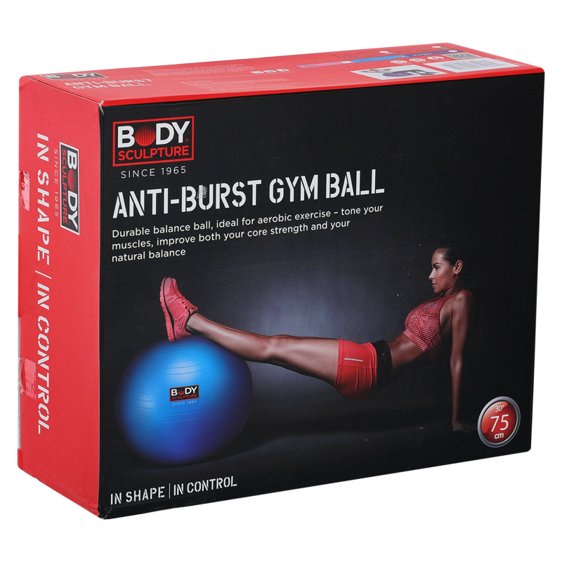 Фітбол м'яч для фітнесу глянцевий BODY SCULPTURE BJBB-001TBL-30N ø75см синій