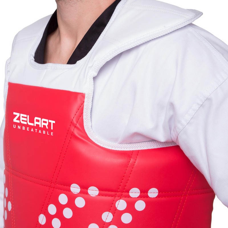 Жилет захисний для тхеквондо двосторонній Zelart BO-0030 0-5 червоний-синій