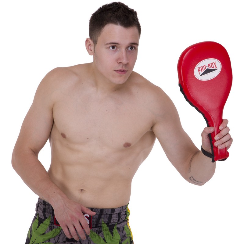 Ракетка для тхеквондо одинарна шкіряна PRO-BOX BO-0590 кольори в асортименті
