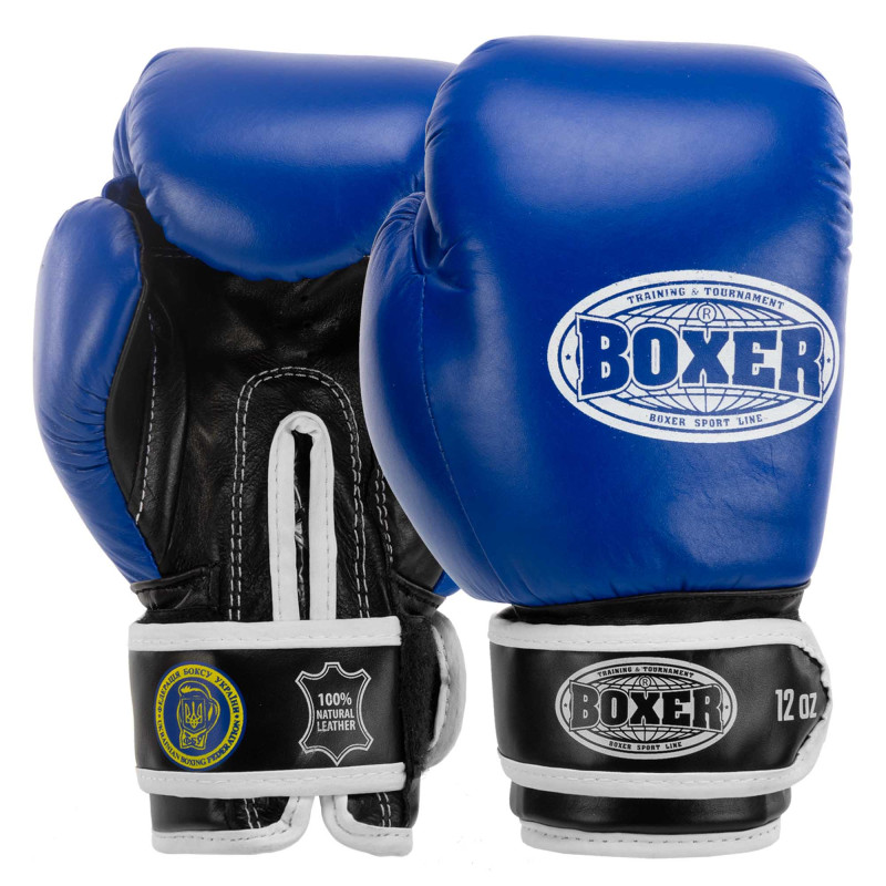Боксерські рукавиці шкіряні професійні з печаткою ФБУ BOXER Profi BO-2001 10-12унцій кольори в асортименті