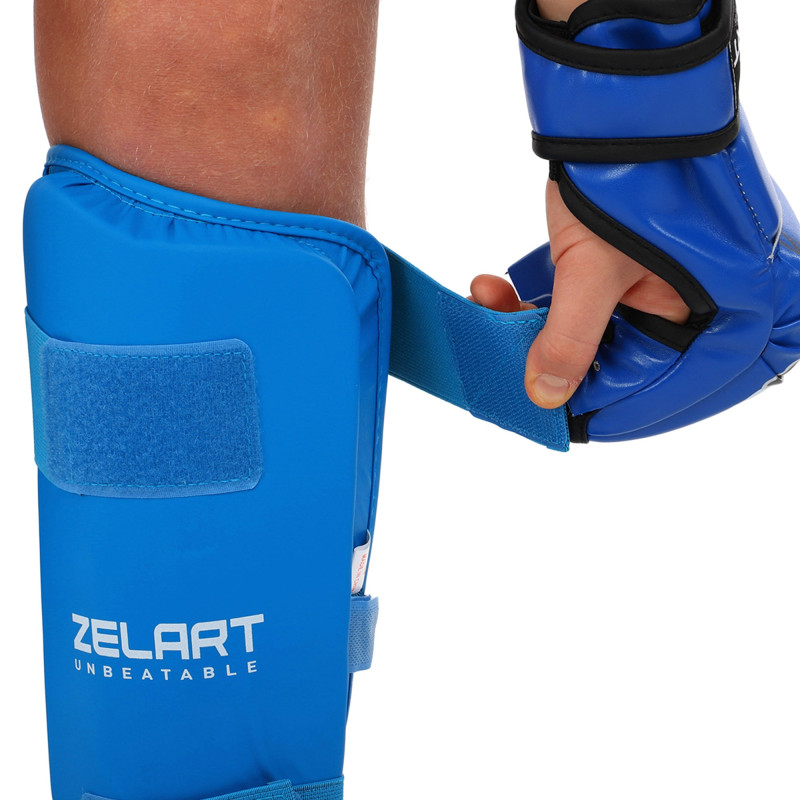 Захист гомілки та стопи для карате щитки та фути Zelart BO-7249 XS-XL кольори в асортименті