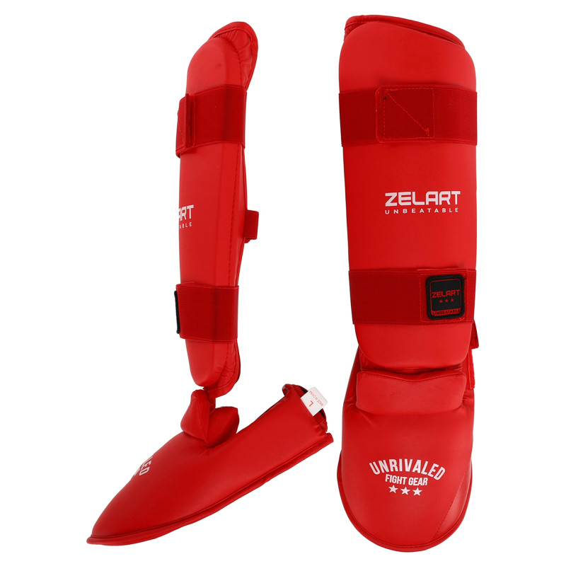 Захист гомілки та стопи для карате щитки та фути Zelart BO-7249 XS-XL кольори в асортименті