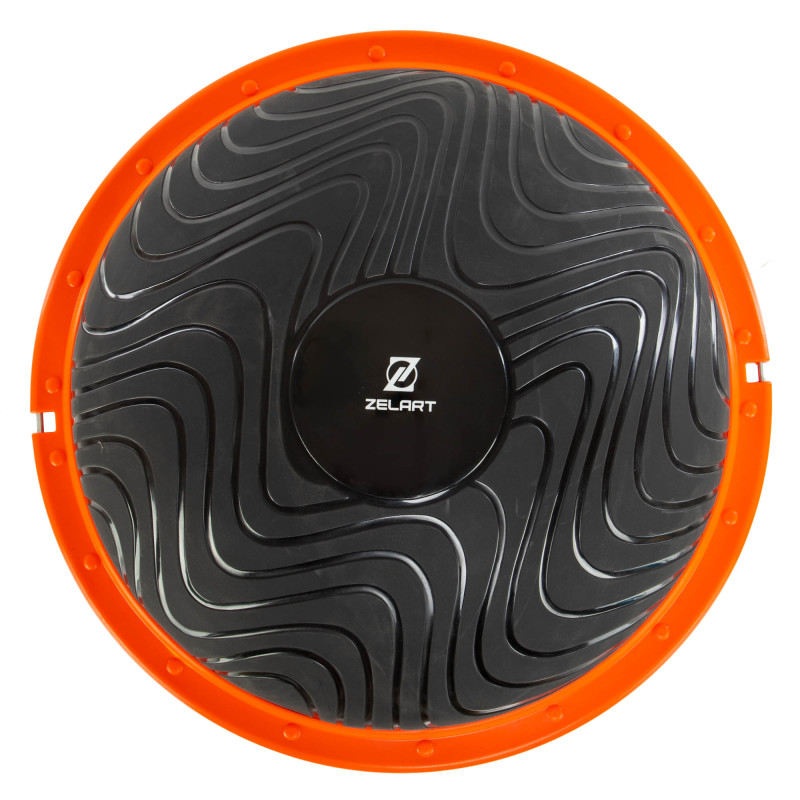 Балансувальна платформа півсфера BOSU з еспандерами Zelart BS-8226 чорний помаранчевий