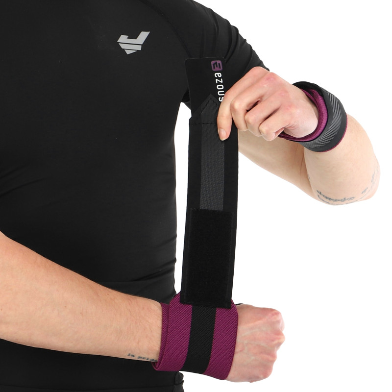 Бинти кистьові для жиму STRENGTH WRIST WRAPS EZOUS C-05 2штуки чорний-фіолетовий