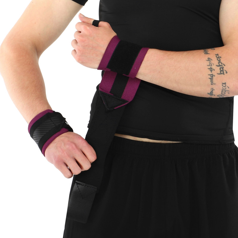 Бинти кистьові для жиму STRENGTH WRIST WRAPS EZOUS C-05 2штуки чорний-фіолетовий