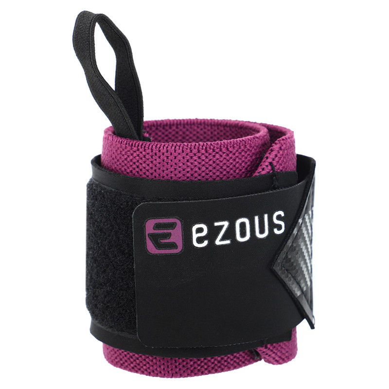 Бинти кистьові для жиму STRENGTH WRIST WRAPS EZOUS C-05 2штуки чорний-фіолетовий