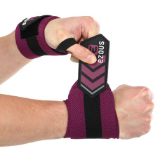 Бинти кистьові для жиму STRONG WRIST WRAPS EZOUS C-07 2штуки чорний-фіолетовий