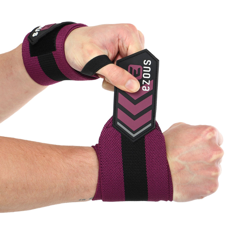 Бинти кистьові для жиму STRONG WRIST WRAPS EZOUS C-07 2штуки чорний-фіолетовий