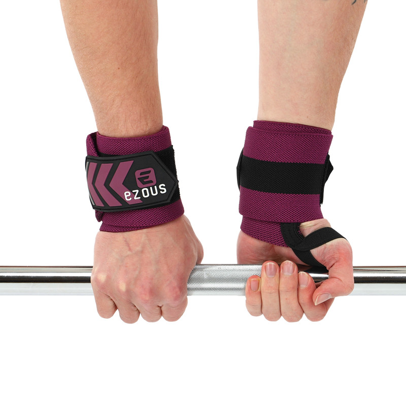Бинти кистьові для жиму STRONG WRIST WRAPS EZOUS C-07 2штуки чорний-фіолетовий