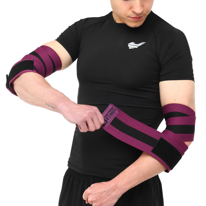 Бинти кистьові для жиму STRONG WRIST WRAPS EZOUS C-07 2штуки чорний-фіолетовий