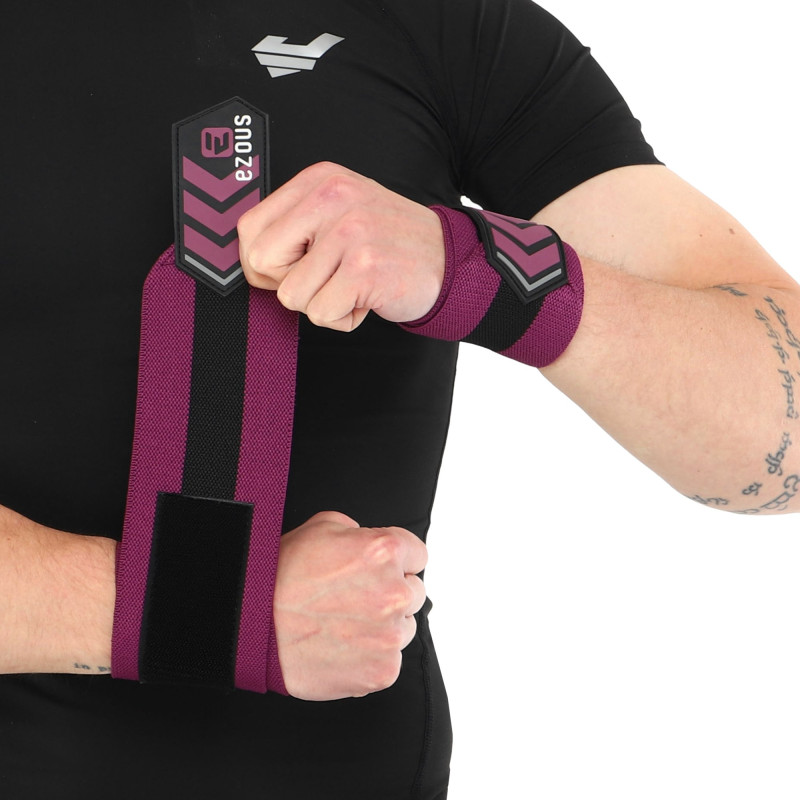 Бинти кистьові для жиму STRONG WRIST WRAPS EZOUS C-07 2штуки чорний-фіолетовий