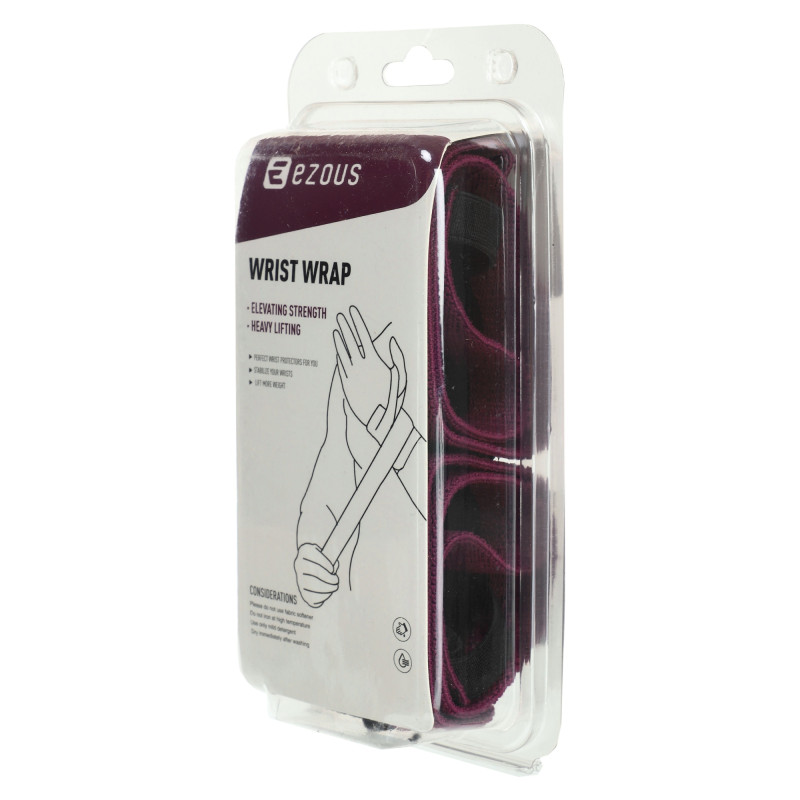 Бинти кистьові для жиму STRONG WRIST WRAPS EZOUS C-07 2штуки чорний-фіолетовий