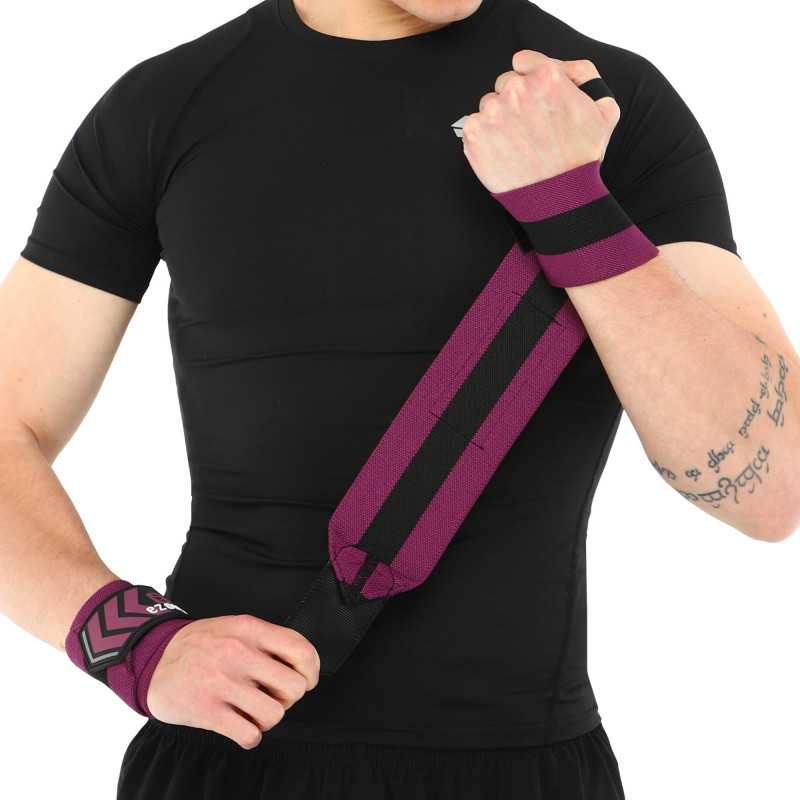 Бинти кистьові для жиму STRONG WRIST WRAPS EZOUS C-07 2штуки чорний-фіолетовий
