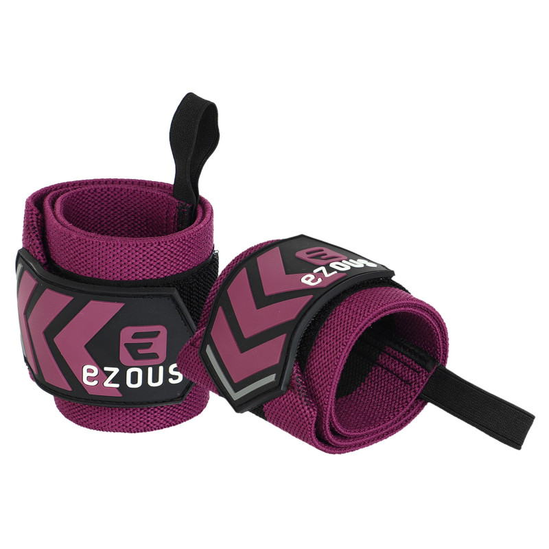 Бинти кистьові для жиму STRONG WRIST WRAPS EZOUS C-07 2штуки чорний-фіолетовий