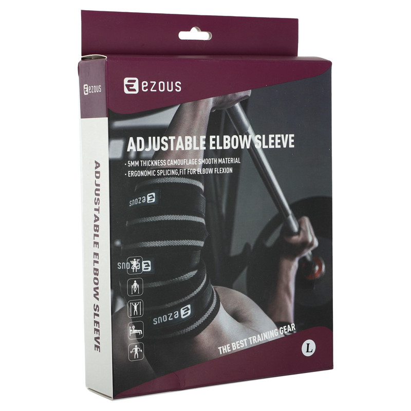 Налокотники для жиму 2штуки 2штуки ADJUSTABLE ELBOW SLEEVE EZOUS C-08 2шт сірий-чорний