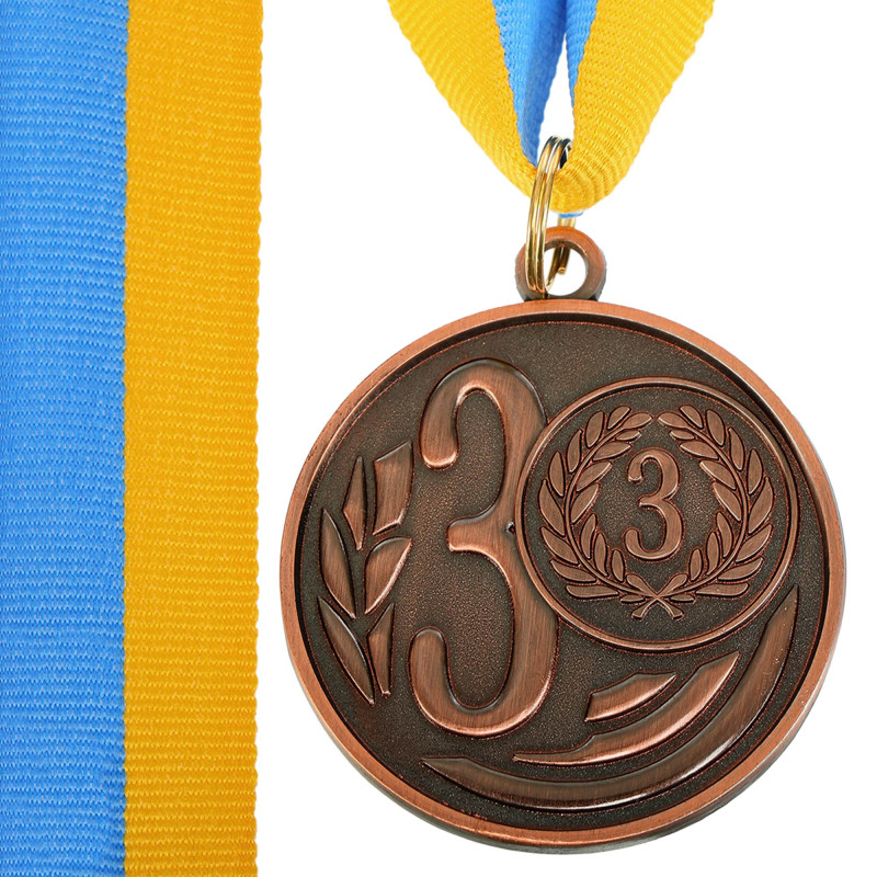 Медаль спортивна зі стрічкою SP-Sport WREATH C-1489-5 ø5см золото, срібло, бронза
