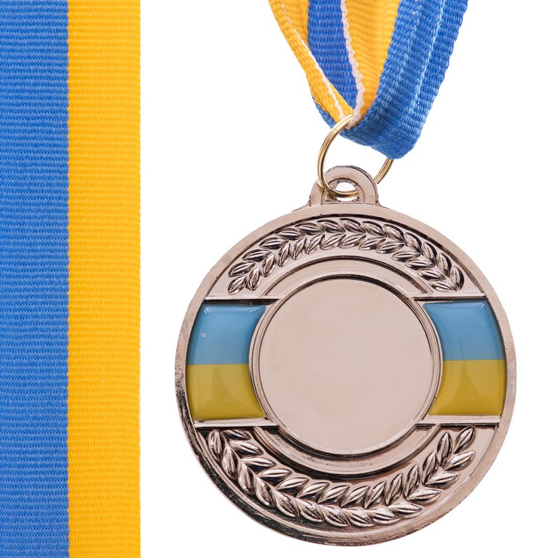 Заготовка спортивної медалі зі стрічкою SP-Sport UKRAINE з українською символікою C-3242 ø5см золото, срібло, бронза