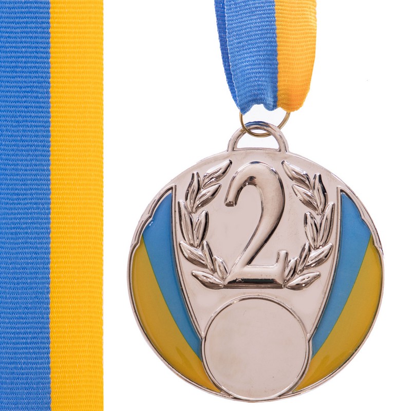 Медаль спортивна зі стрічкою SP-Sport UKRAINE з українською символікою C-4339 ø6,5см золото, срібло, бронза