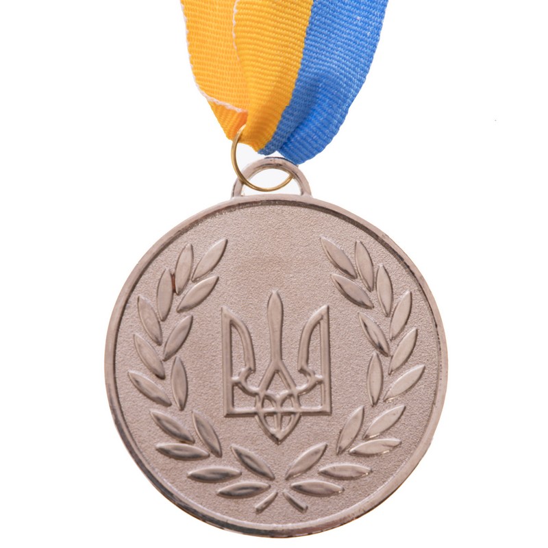 Медаль спортивна зі стрічкою SP-Sport UKRAINE з українською символікою C-4339 ø6,5см золото, срібло, бронза