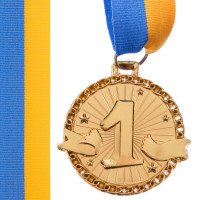Медаль спортивна зі стрічкою SP-Sport ZIP C-6404 ø4,5см золото, срібло, бронза