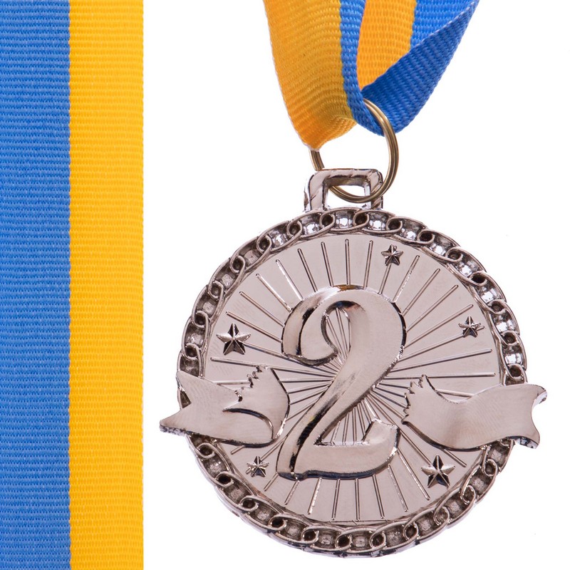Медаль спортивна зі стрічкою SP-Sport ZIP C-6404 ø4,5см золото, срібло, бронза