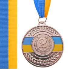 Медаль спортивна зі стрічкою SP-Sport UKRAINE з українською символікою C-6864 ø6,5см золото, срібло, бронза