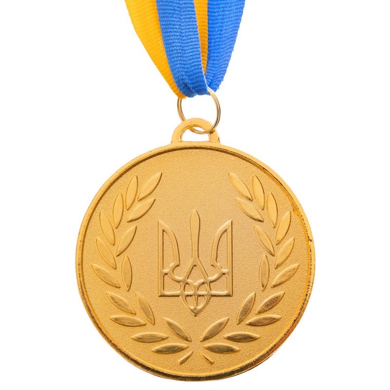 Медаль спортивна зі стрічкою SP-Sport UKRAINE з українською символікою C-6864 ø6,5см золото, срібло, бронза