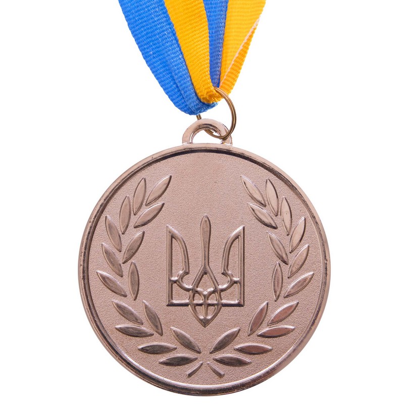 Медаль спортивна зі стрічкою SP-Sport UKRAINE з українською символікою C-6864 ø6,5см золото, срібло, бронза