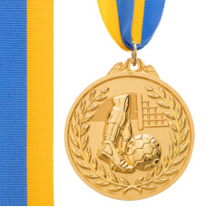 Медаль спортивна зі стрічкою двоколірна тематична SP-Sport Футбол C-7030 ø6,5см золото, срібло, бронза