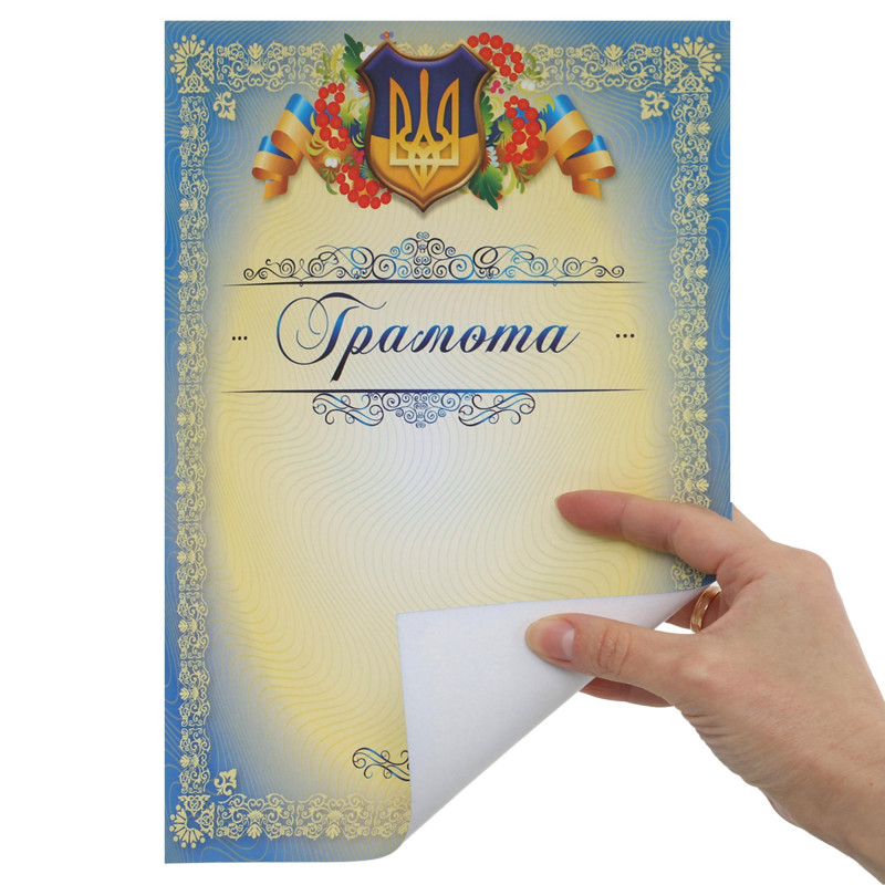 Грамота спортивна A4 з гербом та прапором України C-8922 21х29,5см