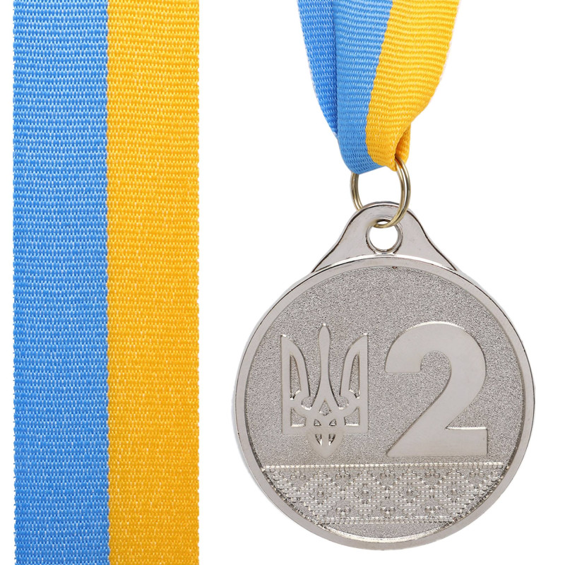 Медаль спортивна зі стрічкою SP-Sport UKRAINE з українською символікою C-9292 ø5см золото, срібло, бронза