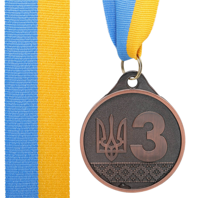 Медаль спортивна зі стрічкою SP-Sport UKRAINE з українською символікою C-9292 ø5см золото, срібло, бронза
