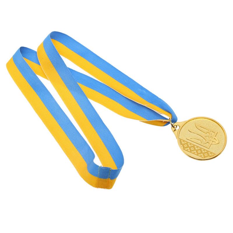 Медаль спортивна зі стрічкою SP-Sport UKRAINE з українською символікою C-9294 ø5см золото, срібло, бронза