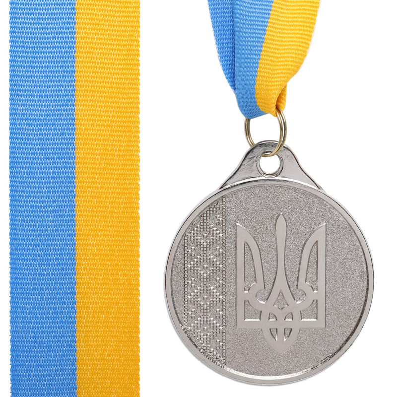 Медаль спортивна зі стрічкою SP-Sport UKRAINE з українською символікою C-9294 ø5см золото, срібло, бронза