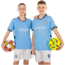 Форма футбольна дитяча із символікою футбольного клубу MANCHESTER CITY HAALAND 9 домашня 2025 SP-Sport CO-4620 20-30 блакитний-білий
