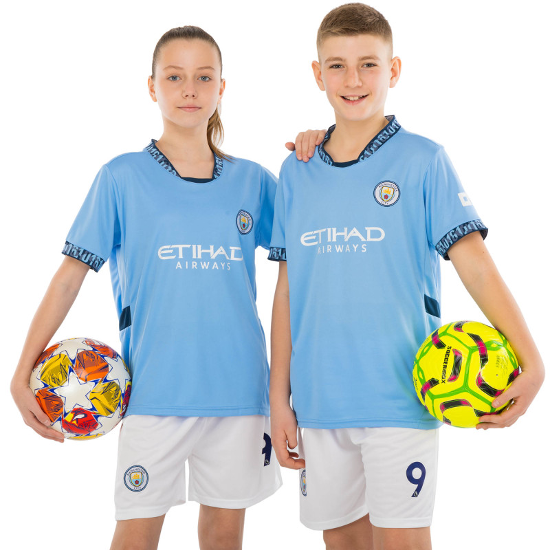 Форма футбольна дитяча із символікою футбольного клубу MANCHESTER CITY HAALAND 9 домашня 2025 SP-Sport CO-4620 20-30 блакитний-білий