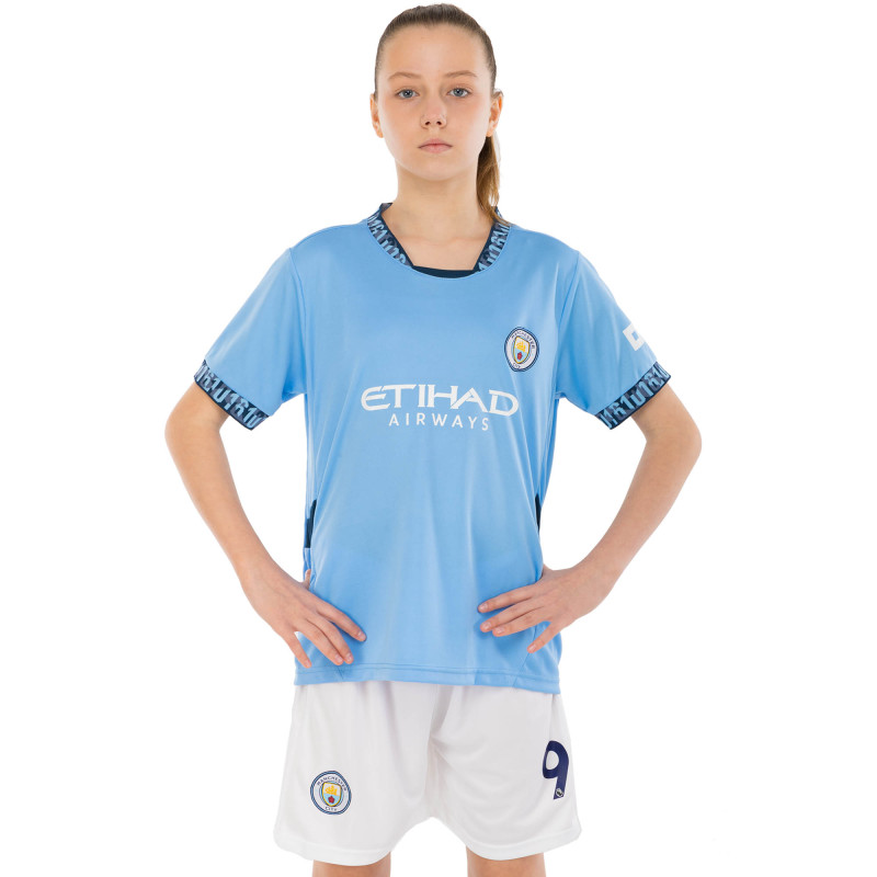 Форма футбольна дитяча із символікою футбольного клубу MANCHESTER CITY HAALAND 9 домашня 2025 SP-Sport CO-4620 20-30 блакитний-білий